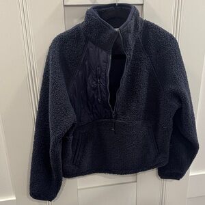 Cozy Navy Blue  Fleece Pullover